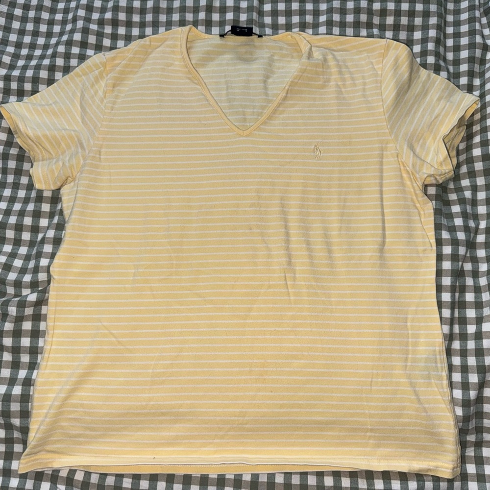 Ralph Lauren Sport Yellow Striped V-Neck Shirt